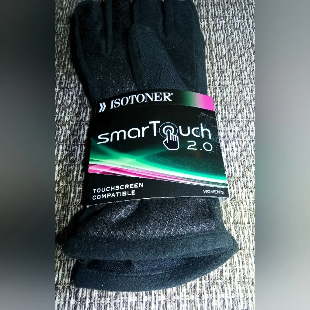 NWT Isotoner SmarTouch 2.0 Womens Black Touch Screen Tech Compatible Gloves M/L - Picture 4 of 6